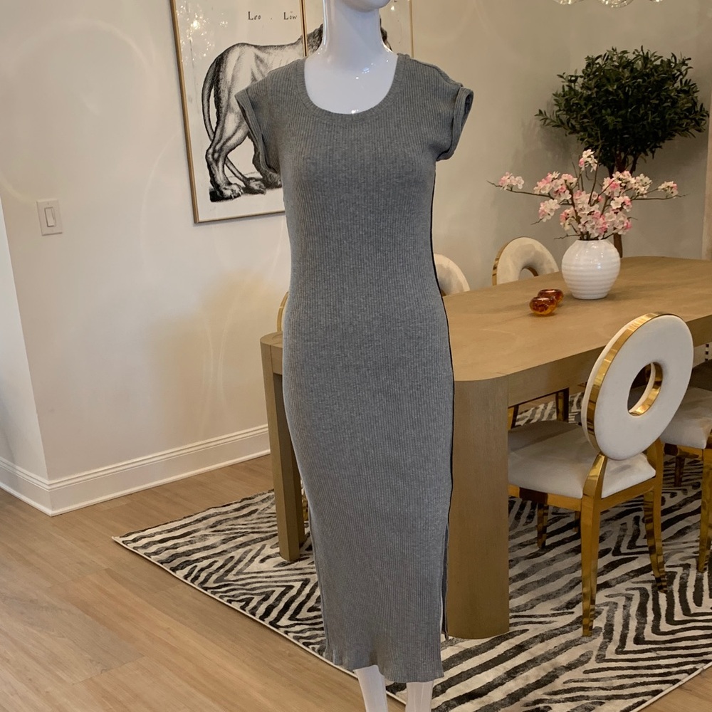 Skinnygirl Gray Ribbed Midi Dress